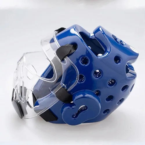 Vista 7 de Máscara transparente de taekwondo protector desmontable para la cabeza, cubierta de protección facial para artes marciales boxeo Sanda