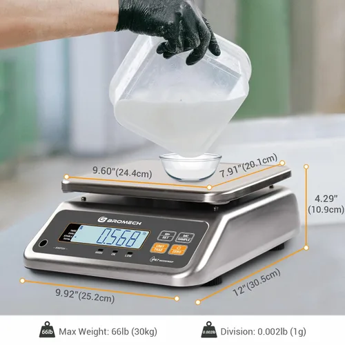Vista 12 de Balanza de alimentos en libras y onzas, recargable, grado comercial, plataforma de acero inoxidable, para carnicería, tienda de delicatessen