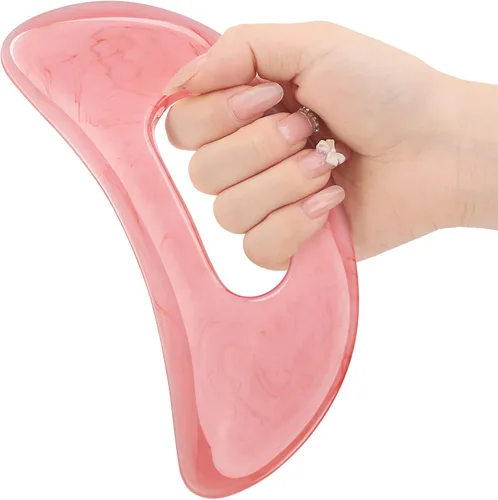 Vista 8 de Gua Sha - Herramienta de masaje con mango, herramientas de masaje de resina, masajeador de drenaje linfático, moldeador corporal, herramientas Gua