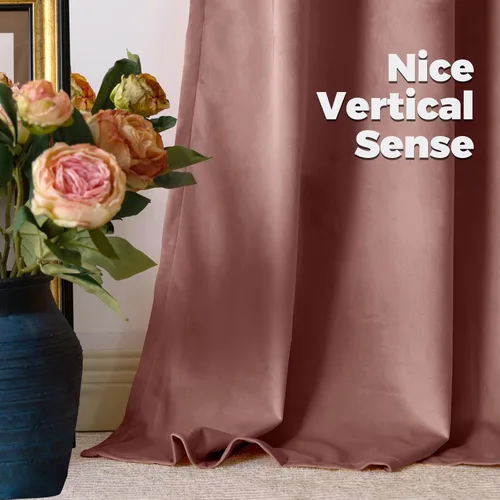 Vista 8 de BGment Cortinas de terciopelo rosa polvoriento, 2 paneles de 84 pulgadas, 2 paneles para sala de estar, aislamiento térmico de lujo, reducen