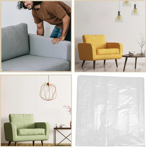 Vista 6 de SEWACC Thick Transparent Sofa Cover Protector Couch Slipcover Furniture Shield for Pets Scratch Resistant Easy Clean PE Material Fits Small Loveseat