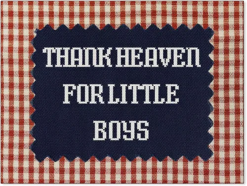Vista 18 de Arte de pared con texto en inglés "Thank Heaven for Little Boys" (Thank Heaven for Little Boys), póster vintage con cita de guinga roja, impresiones