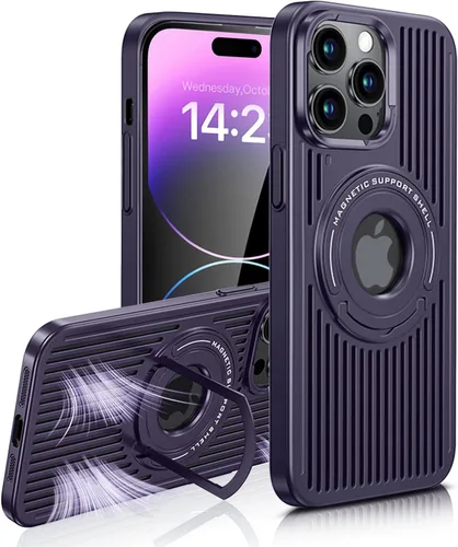 Vista 8 de Funda para iPhone 14 Pro con carga inalámbrica Magsafe, disipación de calor, soporte magnético, soporte invisible integrado y soporte de anillo