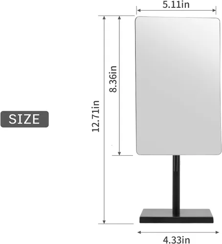 Vista 5 de DOWRY Espejo de maquillaje rectangular ajustable para dormitorio, de acero inoxidable 304, regalos para mujeres, esposa, mamá, adolescentes, día