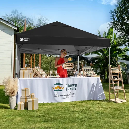 Vista 7 de CROWN SHADES Toldo desplegable de 8 x 8 con 1 pared lateral, tienda de Negro