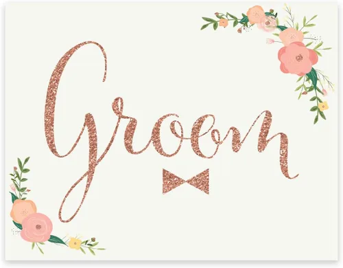 Vista 10 de Andaz Press Letreros de fiesta de boda, purpurina de oro rosa sintético con flores, 8.5 x 11 pulgadas, resalta tu versículo bíblico favorito