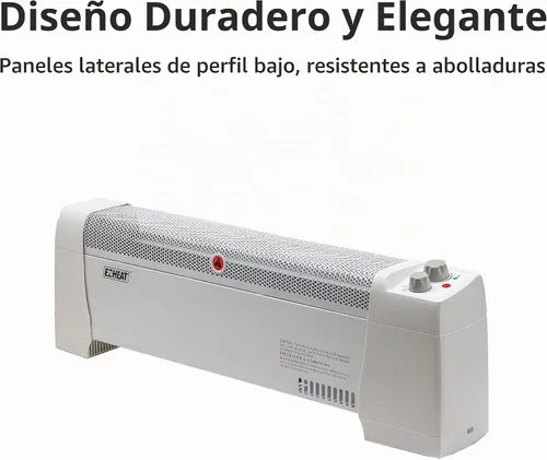 Vista 2 de EZ-HEAT Calentador de Espacio de Zócalo de 1,500 Vatios con Termostato Ajustable, Paneles Terminales a Prueba de Abolladuras, Protección contra