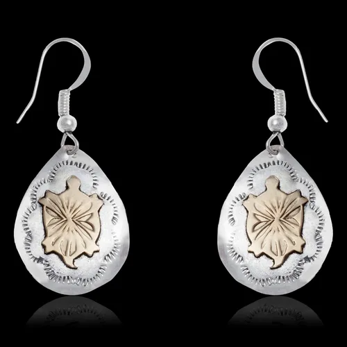 Vista 2 de $200Tag 12ktGF Plata Kokopelli Certificado Navajo Pendientes Nativos 24499 Hecho por Loma Siiva, Metal Piedra