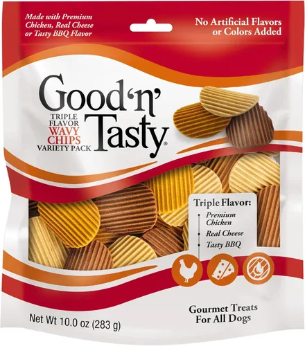 Vista 20 de Good 'n' Tasty Pilas de triple sabor con queso, 9 onzas, aperitivos de tamaño bocado para perros con pollo premium y queso real