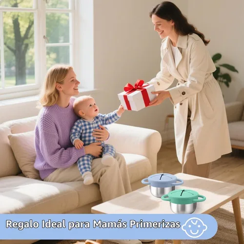 Vista 6 de BUSOHA Paquete de 2 Tazas de Aperitivos de Acero Inoxidable para Niños Pequeños - 9 OZ Recipientes de Aperitivos para Bebés a Prueba de Derrames