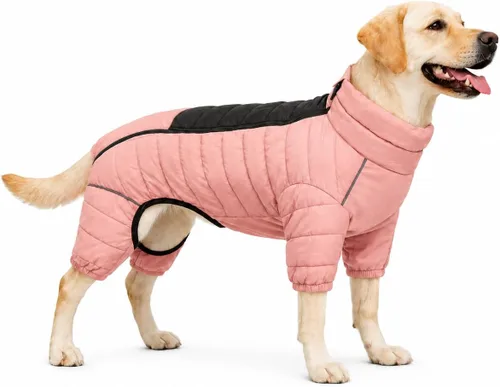 Vista 19 de Suéter para Perro ArmyGreen, Resistente al Viento, Reflectante - Chaqueta de Invierno Dirigible para S, M, L - Cremallera, Tallas Ajustables Verde