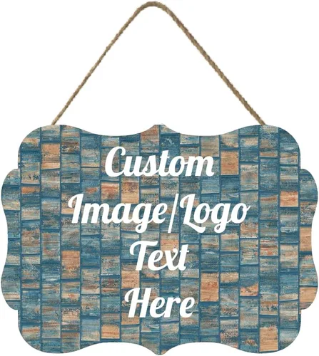 Vista 22 de Letrero de bienvenida de madera personalizado para puerta delantera, letrero personalizado para el hogar, decoración de puerta con imagen/texto COL-7