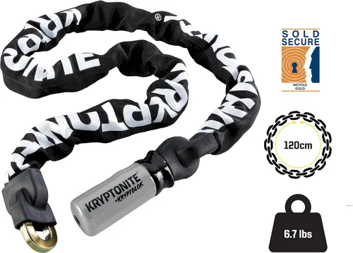 Vista 4 de Kryptonite Kryptolok 912 - Candado de cadena de bicicleta de 4 pies de largo, cadena de acero de 0.354 in de largo, resistente, antirrobo, vendido