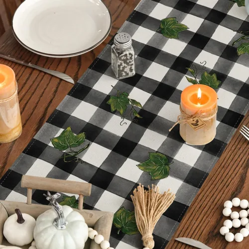 Vista 7 de Artoid Mode Camino de mesa de otoño agradecido con lazo, diseño de calabaza, Acción de Gracias, cocina, comedor, decoración para el hogar, fiesta