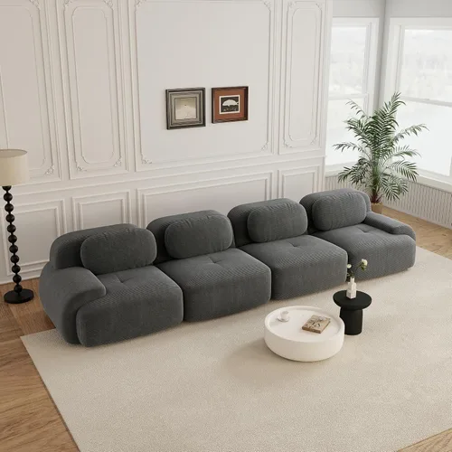 Vista 14 de Sofás modulares sin hueso de 152.8 pulgadas para sala de estar, sofá modular con diván en forma de L, cómodo asiento profundo tapizado de tela