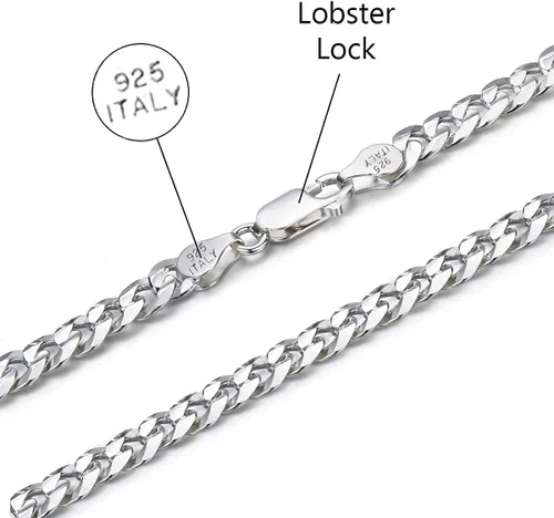 Vista 2 de Savlano Collar de cadena de eslabones cubanos de plata de ley 925 de 0.472 in para hombres y mujeres, fabricado en Italia, viene con caja de regalo