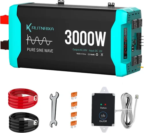Vista 10 de Inversores de potencia de 500 W, pico de 1000 W, 12 V CC a 110 V CA, convertidor para vehículos USB-C/PD de 25 W, puertos de carga rápida, adaptador