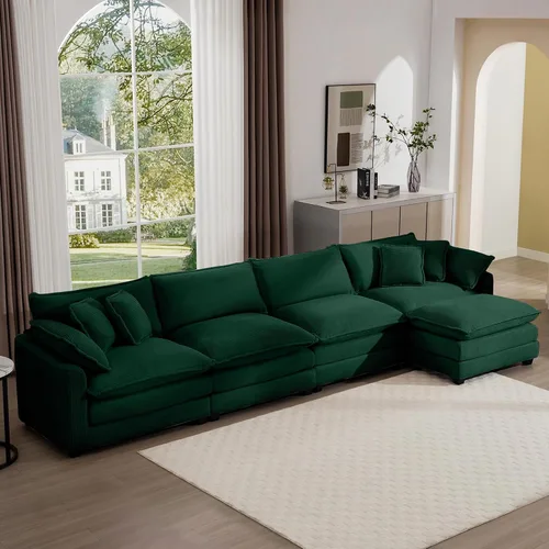 Vista 26 de Aoowow Sofá de dos plazas de pana, modernos sofás de nube de 2 plazas para sala de estar, sofás modulares de nube seccionales con asiento profundo