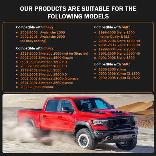Vista 2 de PIT66 Guardabarros para guardabarros, compatibles con Chevy Silverado GMC Sierra 1999-2006, Suburban Yukon XL 2000-2006, Avalanche 2002-2006 de 68.4