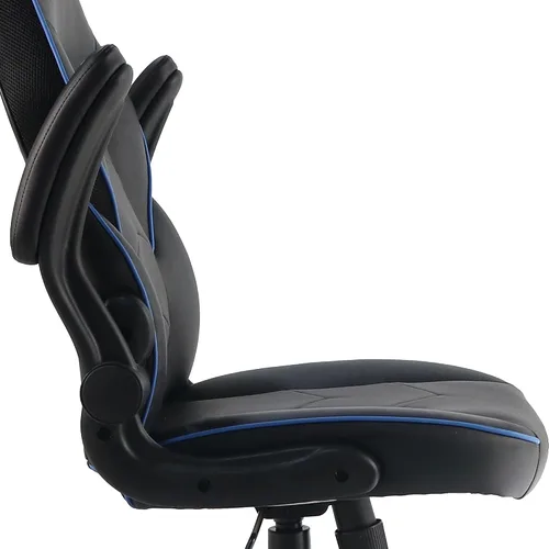 Vista 10 de NuSparc SpawnSafe - Silla para videojuegos, altura ajustable, reposabrazos abatibles, giro de 360°, negro/azul
