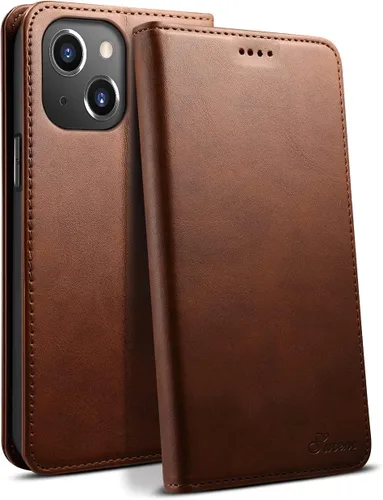 Vista 7 de SINIANL Funda compatible con iPhone 13, funda tipo cartera para iPhone 13 con soporte para tarjetas, funda plegable de cuero con función atril