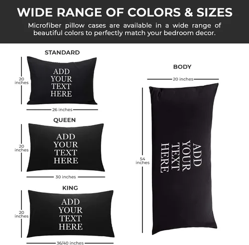 Vista 6 de Personalized Passion Fundas de almohada tamaño King (20 x 40 pulgadas), fundas de almohada suaves y acogedoras con cierre de sobre con nombre Negro