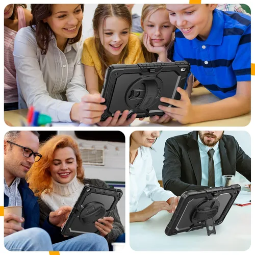 Vista 5 de Timecity - Funda para iPad de 9ª/8ª/7ª generación, de 10.2 pulgadas, funda protectora resistente con protector de pantalla, soporte giratorio