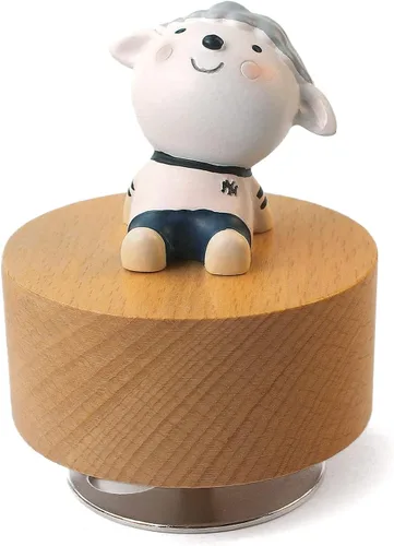Vista 13 de SOFTALK Caja de música mecánica de madera con diseño de animal, con texto en inglés "You are My Sunshine", regalo para niños y niñas (oso)