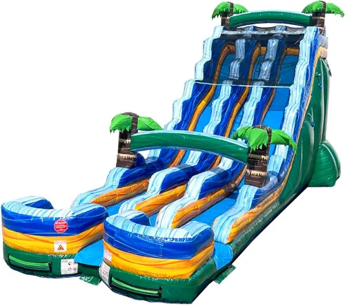 Vista 20 de TentandTable Tobogán acuático inflable de doble carril para niños y adultos, diversión acuática gigante de grado comercial, incluye soplador de aire