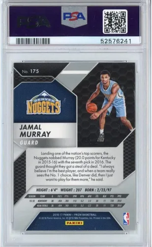 Vista 2 de Calificado 2016-17 Panini Prizm Jamal Murray #175 Rookie RC Basketball Card PSA 10 Gem Mint