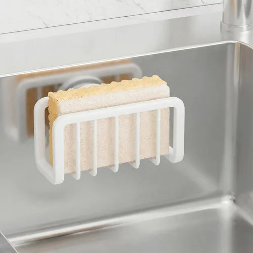 Vista 17 de TAILI Soporte de esponja para fregadero de cocina con ventosa fuerte, organizador de fregadero de aluminio a prueba de óxido, soporte de esponja