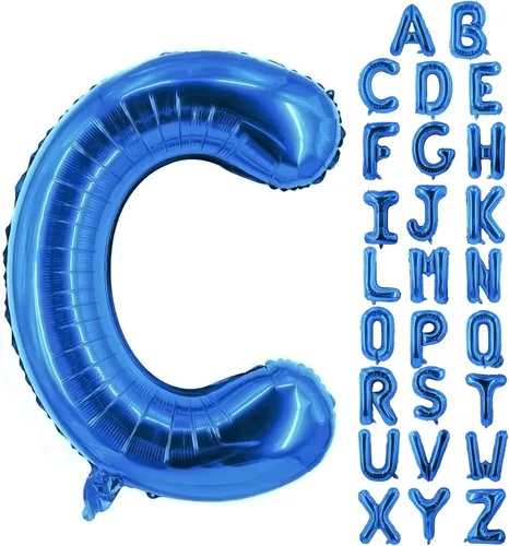 Vista 69 de Globos de letras azules de 40 pulgadas, globo grande del alfabeto de aluminio de Mylar para decoración de cumpleaños, boda, aniversario, graduación