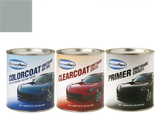 Vista 349 de Aerosol para pintura de retoque automotriz Dodge Stratus - Capa transparente metálica de acero plateado A4/DA4 - Paquete todo incluido