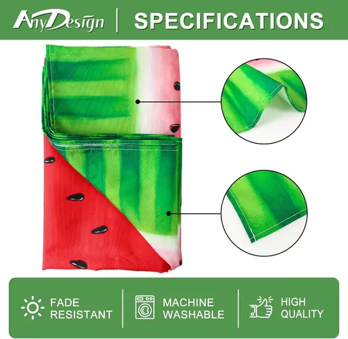 Vista 7 de Mantel de tela reutilizable con estampado de sandía, diseño de frutas, 60 x 104 pulgadas, mantel rectangular de verano rojo y verde para vacaciones