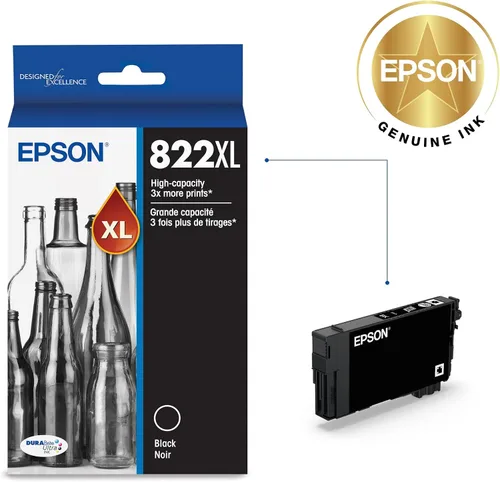 Vista 2 de Epson 822XL Genuine High Capacity Black Ink Cartridge T822XL120 Negro