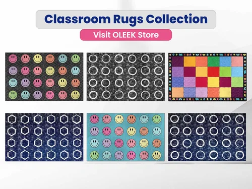 Vista 5 de OLEEK Large Classroom Rug Elementary 5x7 - (Washable) Classroom Rugs for Kids Room - Classroom Carpet Elementary - Kids playroom Rug 5 x 7