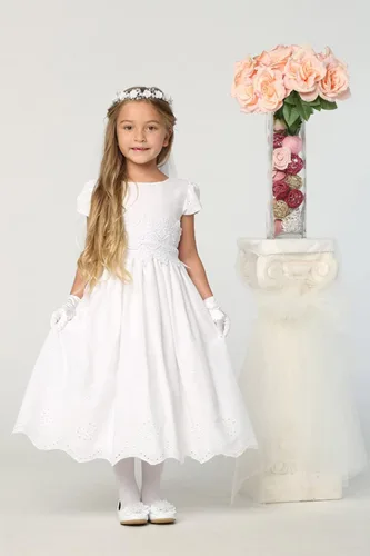 Vista 3 de Hecho en Estados Unidos - Vestidos de primera comunión de encaje blanco para niñas 7-16 - Vestidos de Primera Comunion para Niñas