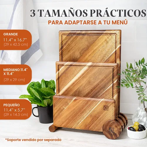 Vista 4 de Chorus - Juego de tablas de cortar de madera de acacia con ranura para jugo