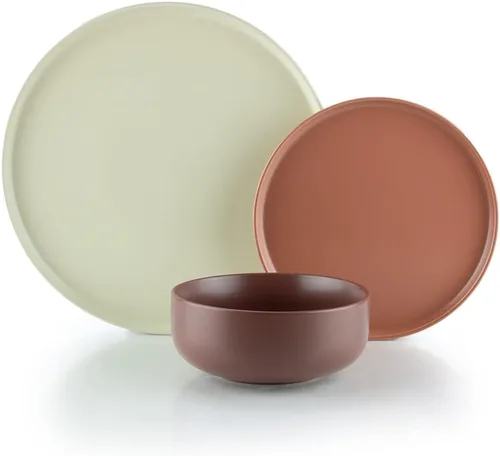 Vista 10 de Everything Kitchens Colección moderna de vajilla plana (Indio, juego de vajilla de 12 piezas)