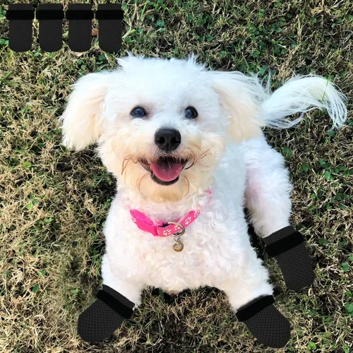 Vista 6 de 4 guantes para gatos para evitar arañazos, zapatos de malla transpirable para gatos, guantes ajustables antiarañazos, adecuados para gatos al Negro