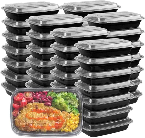 Vista 9 de Pequeños recipientes de preparación de comidas, 12 onzas [paquete de 50] – Mini recipientes individuales de 1 compartimento para preparación