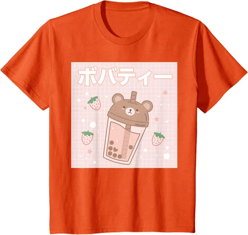 Vista 32 de Camiseta estética Kawaii con diseño de oso lindo y té con leche burbuja, talla S Blanco