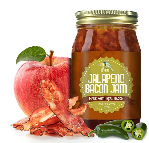 Vista 8 de Green Jay Gourmet Mermelada de Tocino y Jalapeño – Crema clásica para hamburguesas, sándwiches, tostadas, charcutería – Sabor dulce y salado