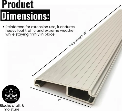 Vista 3 de KC Hardware Extensión de umbral de aluminio, extensor de umbral de puerta de alta resistencia para umbral existente, transición suave de puerta, uso