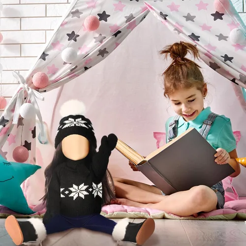Vista 5 de Bencailor 6 piezas de ropa y accesorios de Navidad para muñeca de 18 pulgadas, conjunto de ropa de invierno con suéteres, pantalones, sombreros Negro