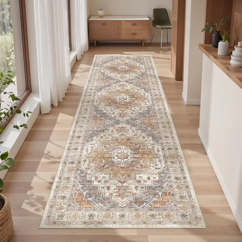 Vista 43 de befbee - Alfombra para sala de estar, lavable y resistente a manchas, con base antideslizante, ideal para dormitorio y cocina, decoración clásica