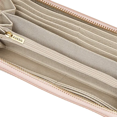 Vista 5 de Fossil Logan RFID - Cartera de piel con cierre para mujer con correa de muñeca
