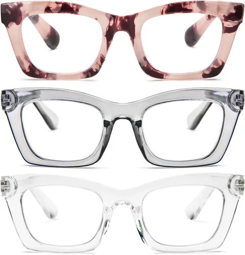 Vista 15 de Gafas de lectura para mujer, bloqueo de luz azul, elegantes y de gran tamaño, bisagra de resorte