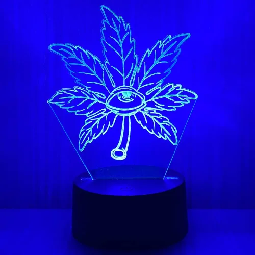 Vista 4 de 420 hojas 3D LED lámpara de mesa luz nocturna ilusión visual óptica decoración del hogar iluminación