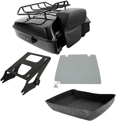 Vista 16 de TCMT Pestillos Negros de 10.7" para Maletero Cortado, Almohadilla de Respaldo, Luz Trasera LED con Señal de Giro Compatible con Harley Touring